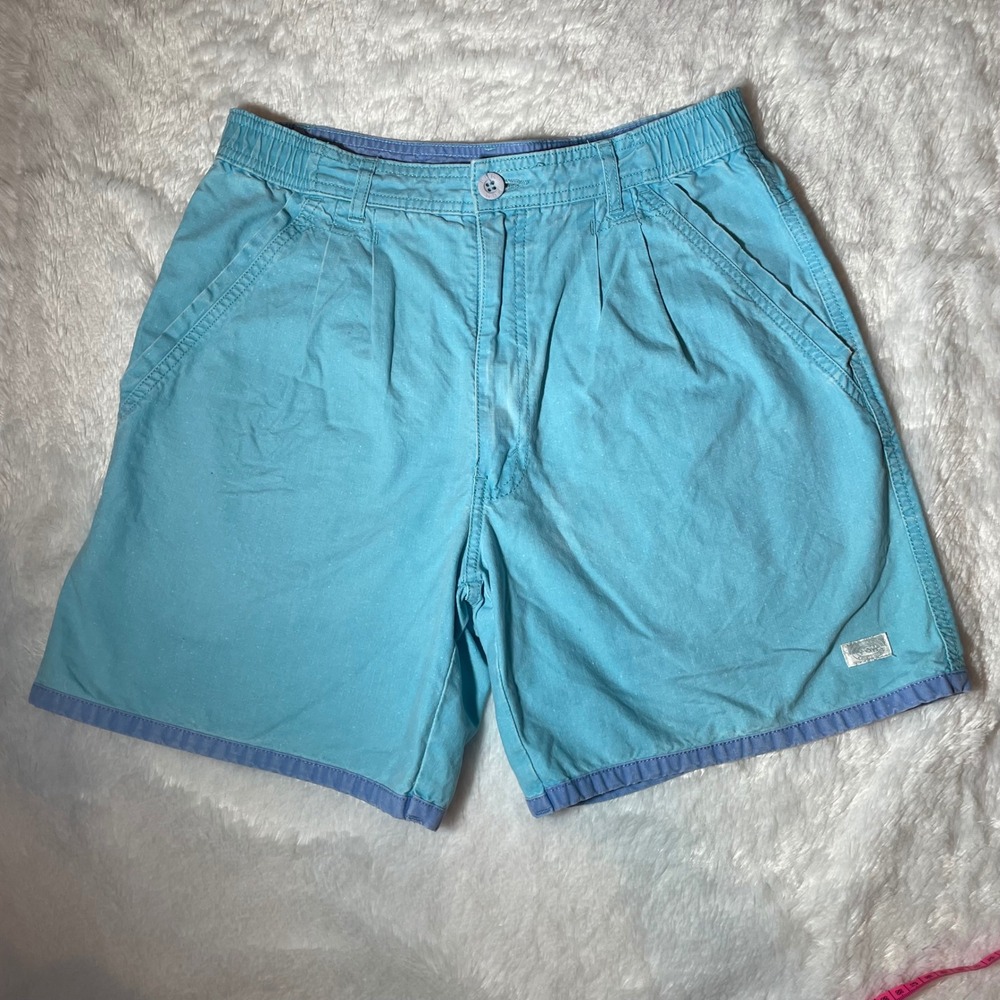 VTG Pacific Coast Highway PCH Shorts Mens 30 Blue Turquoise Cotton Pleated 90s